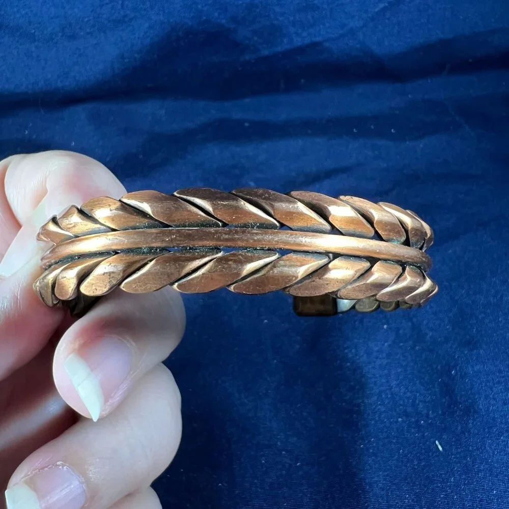 Handmade Braided Copper Cuff Bracelet For Women & Men